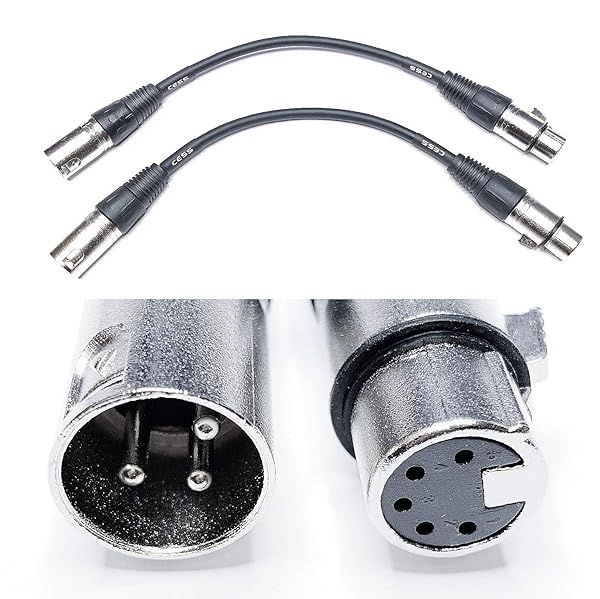 CESS-007 XLR3M to XLR5F DMX512 Adapter Cable - 3-Pin Male to 5-Pin Female - 2 Pack for DMX Turnaround
