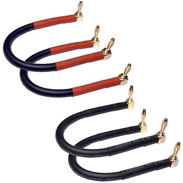 CESS-138-6i Right Angle Banana Plug Jumper Cable, Speaker Jumpers, (90 to 90, 6-INCH)