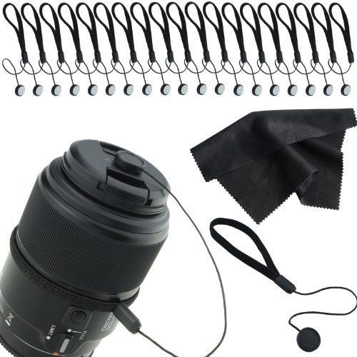 CamKix Lens Cap Keeper Bundle: 20 Holders & 2 Microfiber Cloths for SLR/DSLR Cameras - Essential Accessories for Photographers