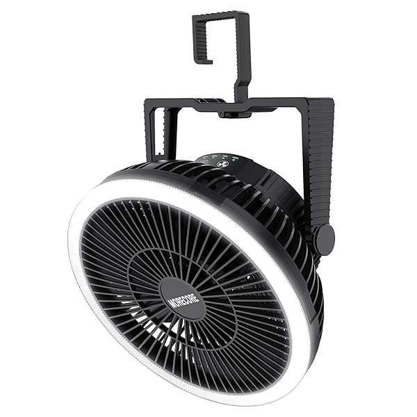 Camping Fan with LED Lantern - 10000mAh Rechargeable Tent Fan for Outdoor Adventures & Emergency Power