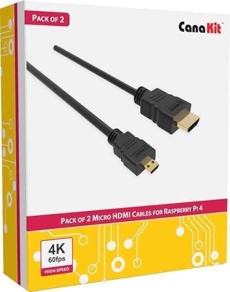 Buy CanaKit Raspberry Pi 4 Micro HDMI Cable - 6 Feet (2 Pack) for High-Quality Connections
