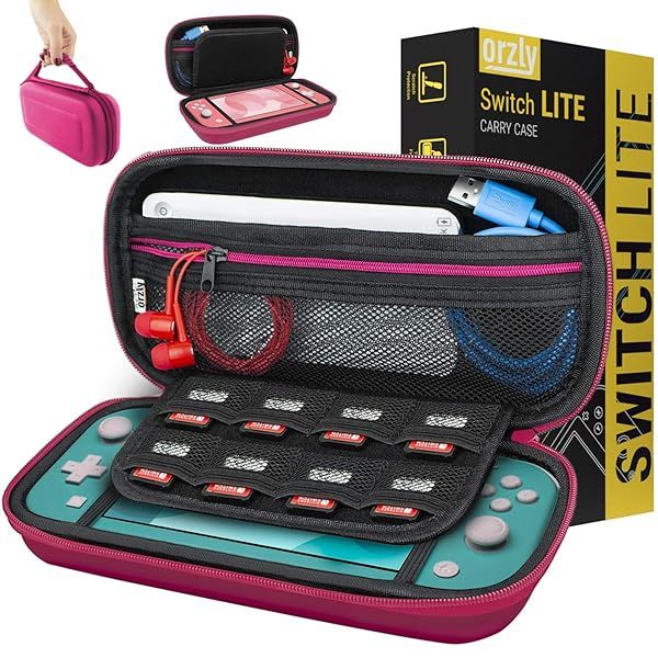 Portable Pink Carry Case for Nintendo Switch Lite - Travel Storage for Games & Accessories