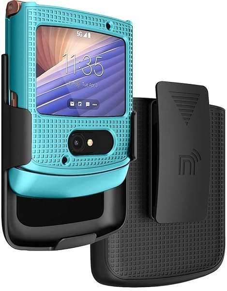 Teal Mint Hard Shell Case with Clip for Motorola RAZR 5G Flip Phone - Slim Cover & Belt Holster Combo (2020 XT2071)