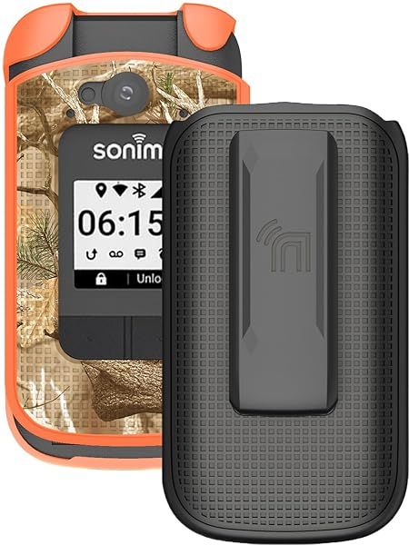 Sonim XP3 Plus Case with Clip - Hunter Camouflage Slim Hard Cover & Rotating Belt Holster - Orange Camo for XP3900