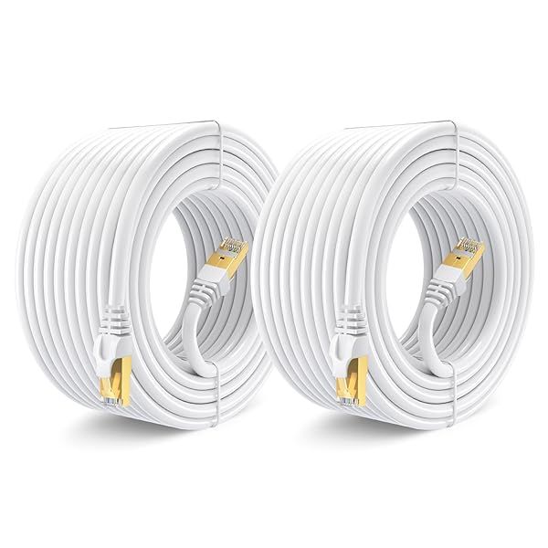 Cat 7 Ethernet Cable 50ft - High-Speed LAN Patch Cable for Gaming & Streaming - 2 Pack with RJ45 Connectors
