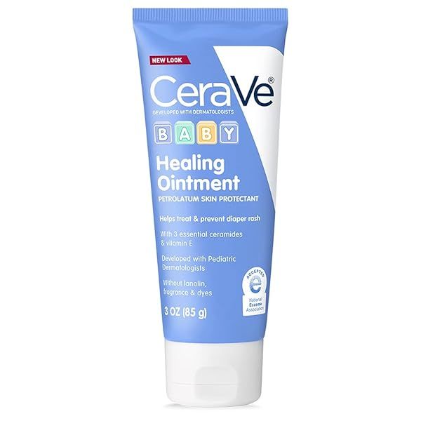 CeraVe Diaper Rash Cream: Healing Ointment for Dry Skin, Ceramides & Vitamin E, Paraben-Free, 3 oz