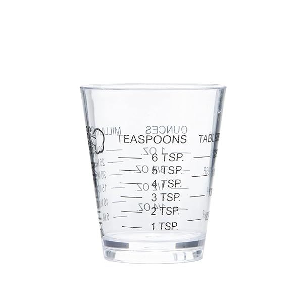 Chef Craft Classic 1 oz Plastic Shot Glass Measurer - Clear Teaspoon & Tablespoon Tool