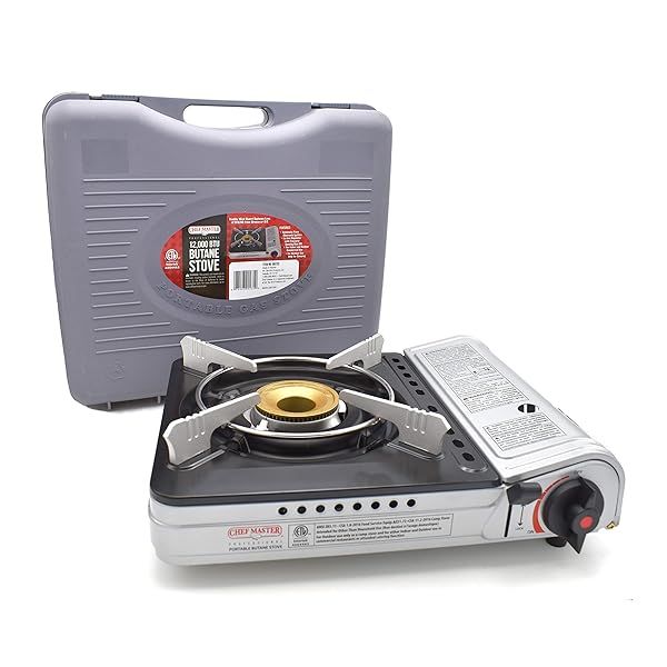 Chef Master 90235 Butane Countertop Stove: 12,000 BTU, Portable, High Performance with Carry Case & Brass Burner