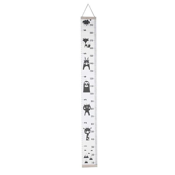 Child Growth Ruler Wood Kids Growth Chart Wood Frame Fabric Hanging Height Measurement Ruler for Child's Room Decoration (C)