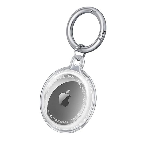 Clear AirTag Keychain Case: Full Body Protection for Apple Tracker, Secure Dog Collar Holder & Wallet Anti-Lost Finder (Black)