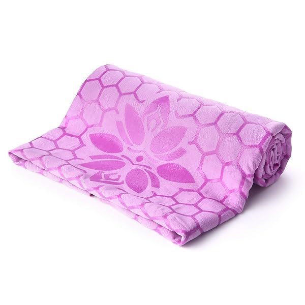 Clever Yoga Non-Slip Hot Yoga Towel Mat - Sweat-Absorbent Microfiber & Double-Sided Grip in Lilac