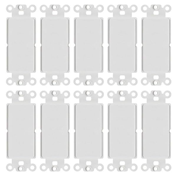 Cmple 10 Pack Blank Wall Plate Inserts - White Polycarbonate Thermoplastic, Single Gang Decorator Adapter