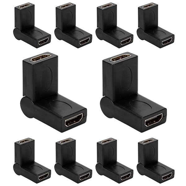 Cmple 10 Pack HDMI Female to Female Extender - Swivel Adapter & Port Saver for Easy Connections