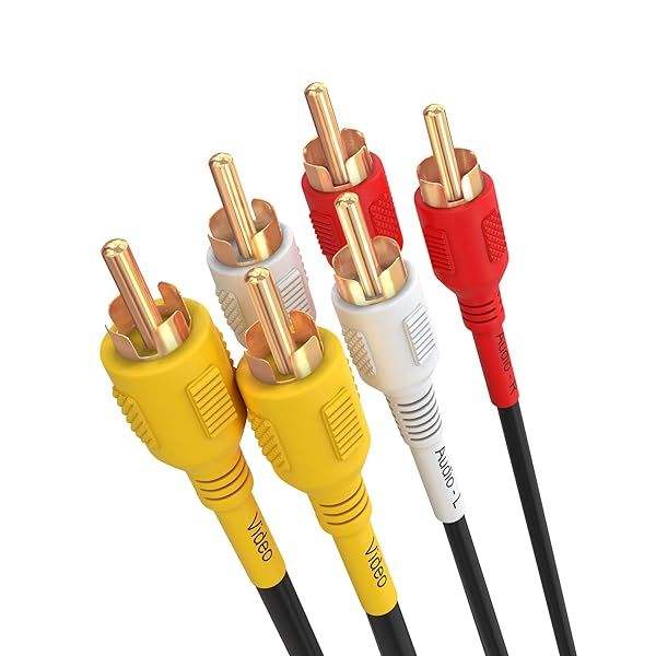Cmple 3-RCA Composite Video Audio A/V Cable - Gold Plated, 3 ft for Superior Sound & Picture Quality