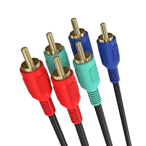 Cmple 6ft RCA Male to Male RGB Component Video Cable for HDTV - High-Quality 3RCA Connection