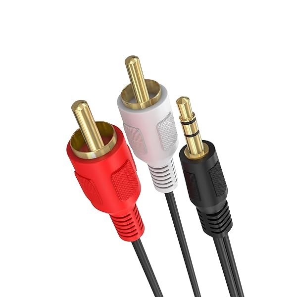 Cmple 12ft 3.5mm to RCA Cable - AUX to RCA Male Adapter for Speakers & Home Audio Systems