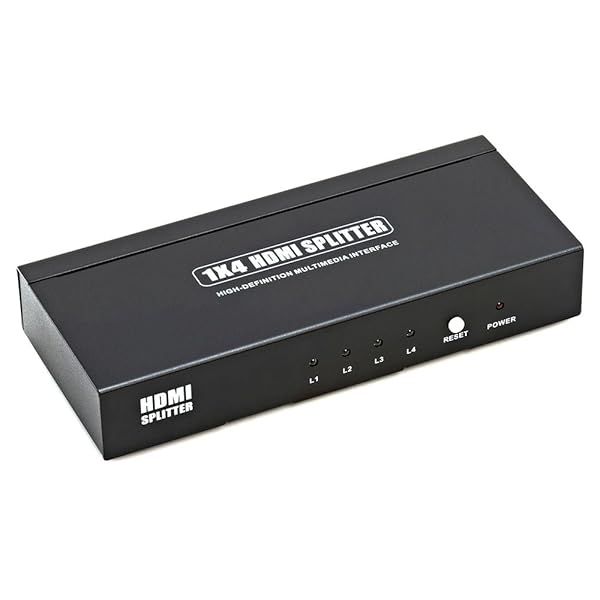 Cmple 4 Ports HDMI Splitter 1x4 - Ultra HD 4K, 1080P & 3D Support for Seamless Multi-Display Setup