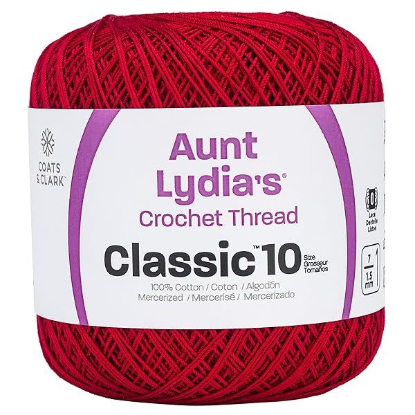 Coats Crochet Red Heart Classic Thread 10 Cardinal - Perfect for Your Next Crochet Project!
