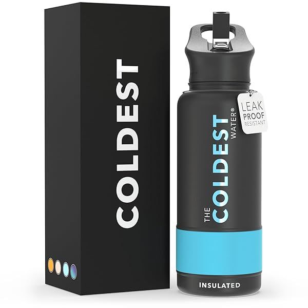 Coldest Sports Water Bottle 32 oz - Vacuum Insulated Stainless Steel Flask with Straw Lid, Leak Proof for Gym & Outdoor Use