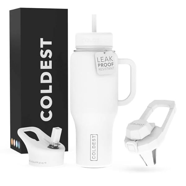 Coldest Tumbler 36 oz with Handle & Straw Lid | Insulated Stainless Steel Travel Mug | Perfect Gifts for Him & Her