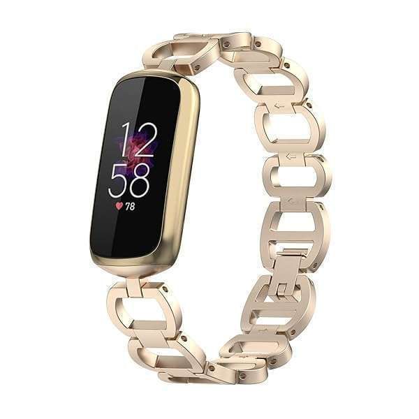 Adjustable Gold Stainless Steel Parker Link Bracelet for Fitbit Luxe - Classy Replacement Band for Women