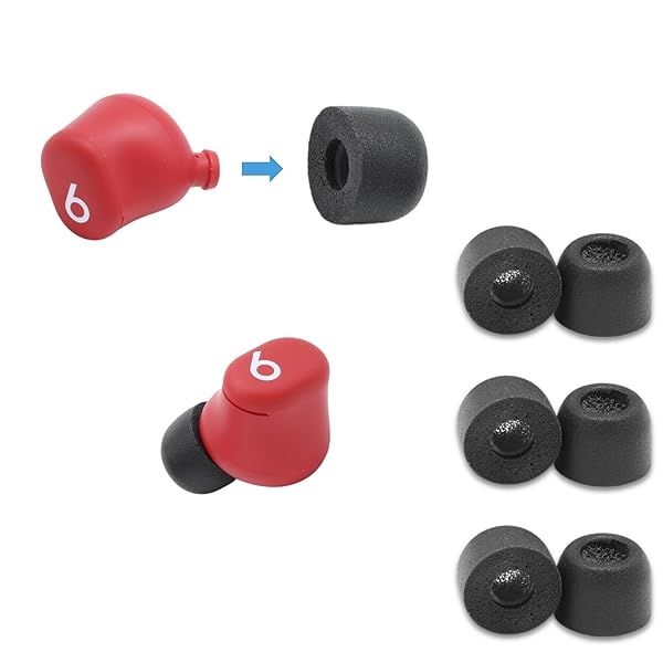 Comply TWR-200-B Memory Foam Earbud Tips for Beats Solo, Devialet Gemini & AKG N400 - 3 Pairs, Large, Black, USA Made