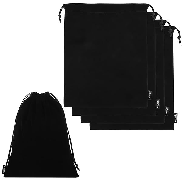 Cosmos 5 Pcs Portable Headphone Carrying Bag - Soft Drawstring Case for Over-Ear & Gaming Headsets (Black)