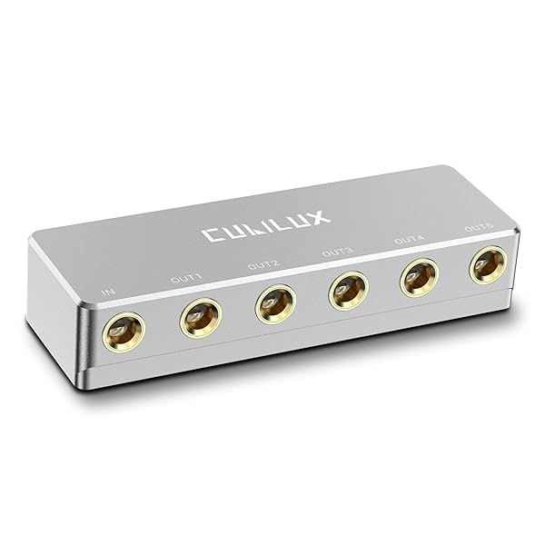 Cubilux 5-Way Guitar Signal Splitter: Passive 6.35mm Audio Splitter for Bass & Instruments Recording