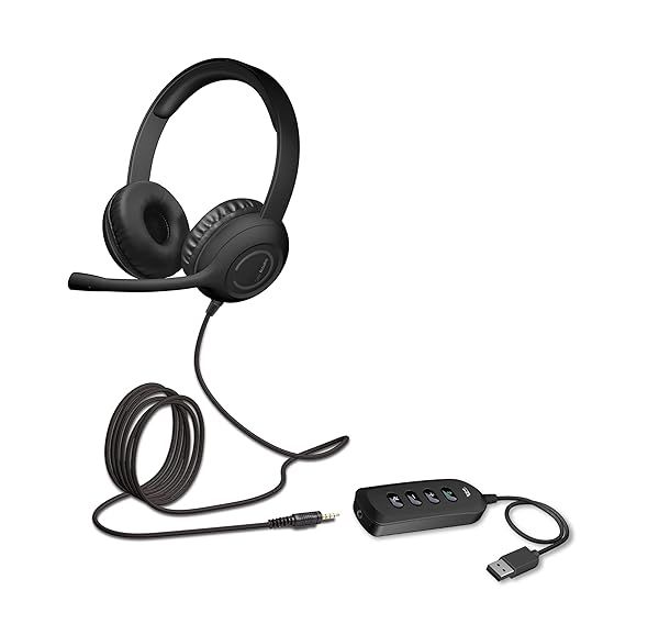 Cyber Acoustics AC-5812 Stereo Headset: USB & 3.5mm, Adjustable Mic for PC/Mac - Perfect for Classroom & Home Use