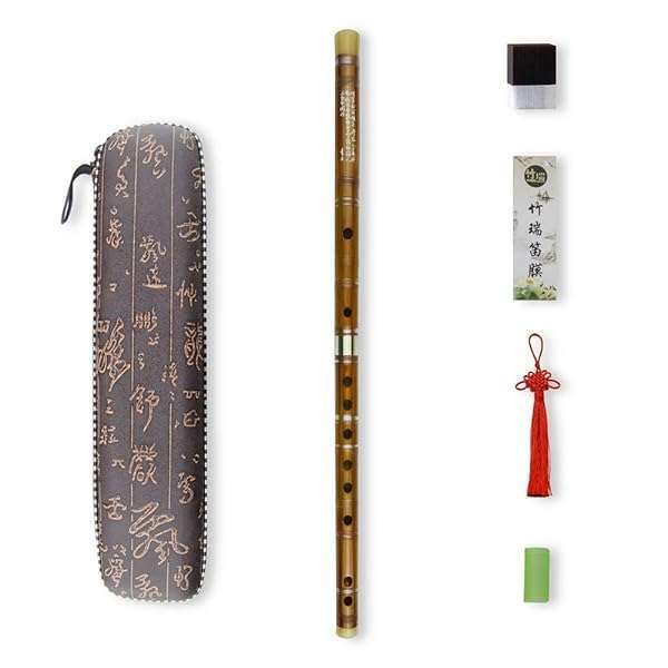 Beginner's D Key Bitter Bamboo Flute Set: Free Membrane, Glue & Protector - Traditional Chinese Instrument