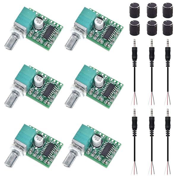 DAOKI 6PCS PAM8403 Digital Power Amplifier Module - 3W Dual Channel with Volume Control & Accessories
