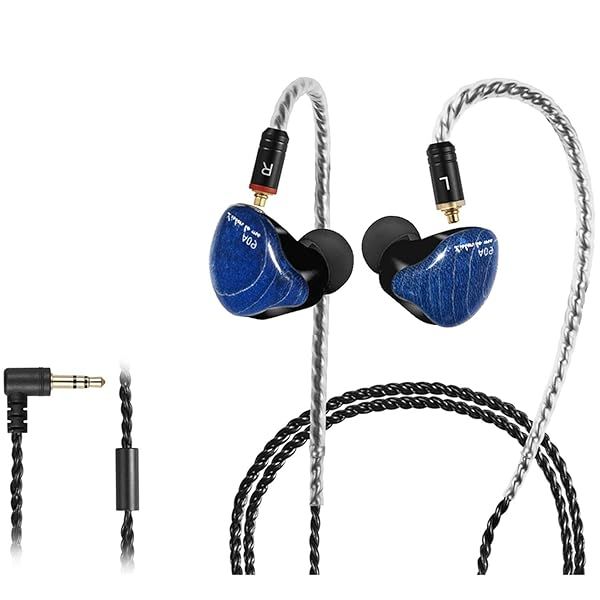DCMEKA HiFi Stereo IEM Earphones - Dynamic Dual Driver Wired Earbuds for Musicians & Audiophiles (Blue, No Mic)