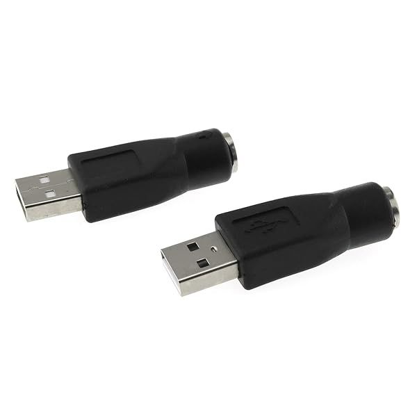 DGZZI USB to PS2 Adapter - 2PCS Black PS/2 to USB Converter for Mouse & Keyboard