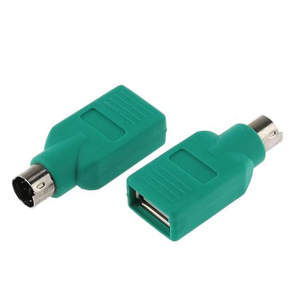 DGZZI USB to PS2 Adapter - 2PCS Green USB Female to PS/2 Male Converter for Mouse & Keyboard