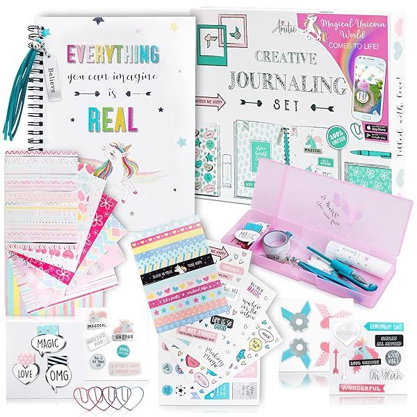 DIY Unicorn Journaling Set: Scrapbook Kit for Girls with Augmented Reality & STEM Fun - Perfect Kids Planner & Craft Organizer!