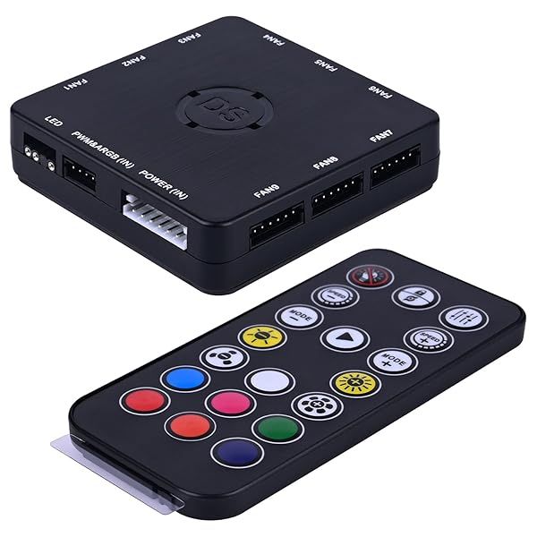 DS HUB Box LED Sync Controller for 6PIN RGB & 3PIN ARGB Fans - 19Key RF Remote & SATA Power Cable Included