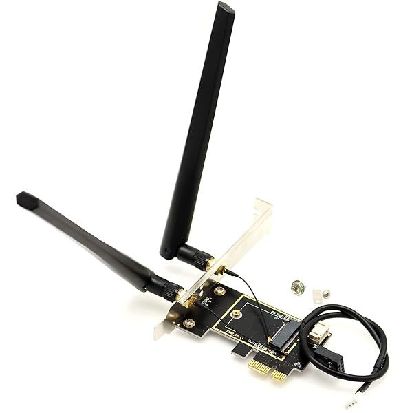 Deal4GO M.2 NGFF to PCIe Adapter for Intel AX210/AX200 - 2X 6dBi Antennas, No WiFi Card Needed
