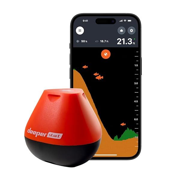 Deeper START Smart Fish Finder: Portable Depth Finder for Dock & Shore Fishing | Castable & App-Compatible