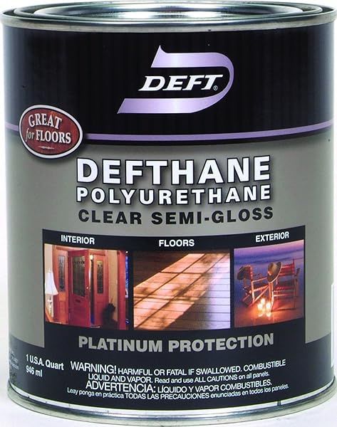 Deft Defthane Clear Polyurethane Semi-Gloss Quart - Best Interior & Exterior Finish