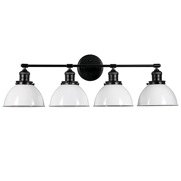 Design House 589051-BLK Savannah 4-Light Bathroom Vanity Light - Dimmable Matte Black with White Metal Shade