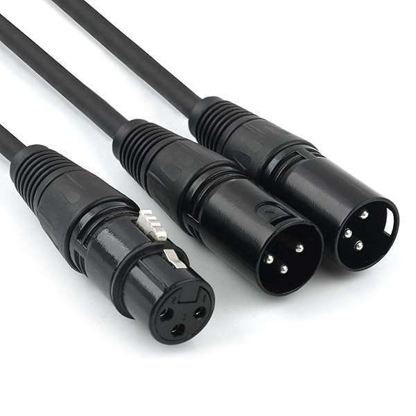 Disino 5ft XLR Splitter Cable: 3 Pin Female to Dual Male Balanced Microphone Audio Adapter