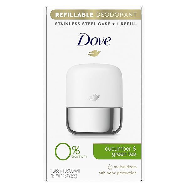 Shop Dove Refillable Deodorant Starter Kit - Aluminum Free Cucumber & Green Tea, 1.13 oz for Freshness & Eco-Friendly Care