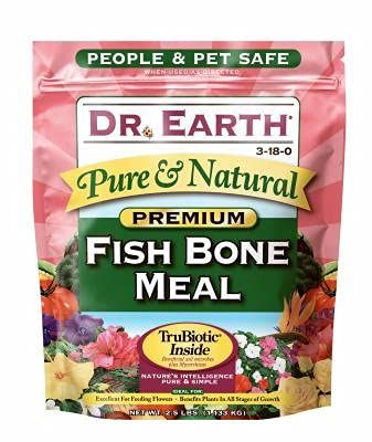 Dr Earth 722 Fish Bone Meal 3-18-0 - 2.5 Lb Organic Fertilizer for Healthy Plants