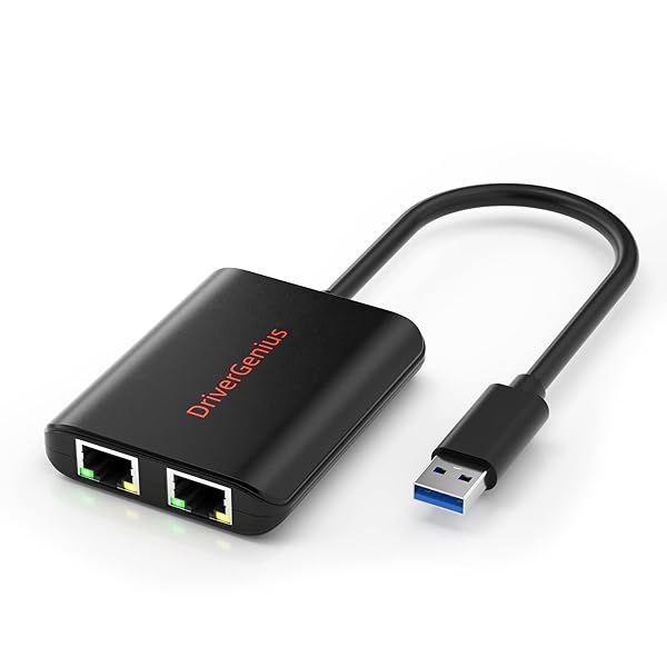 DriverGenius USB 3.0 Dual Port Gigabit Ethernet Adapter for Windows 11 & macOS 14 - Fast & Reliable Networking (CU200)