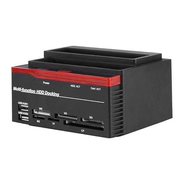 Dual-Bay USB 2.0 HDD Enclosure Dock for 2.5/3.5in SATA & IDE - Portable Card Reader for Windows & Linux