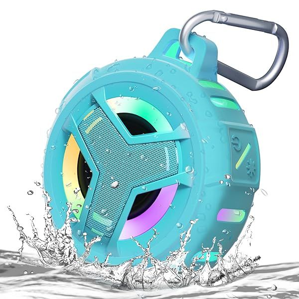 EBODA Waterproof Bluetooth Shower Speaker - IPX7 Portable, 24H Playtime, RGB Light for Kayak, Beach & Pool - Perfect Unisex Gift