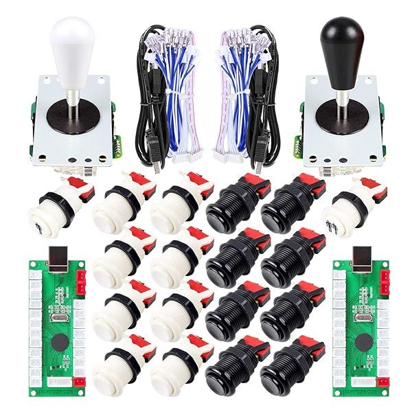 EG STARTS 2 Player Arcade Joystick DIY Kit: USB Encoders, Joystick Handles & Arcade Buttons for PC, MAME, Raspberry Pi