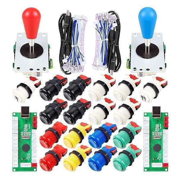 EG STARTS 2 Player Arcade Joystick Kit: USB Encoders, Joystick Handles & 18 Arcade Buttons for PC, MAME, Raspberry Pi