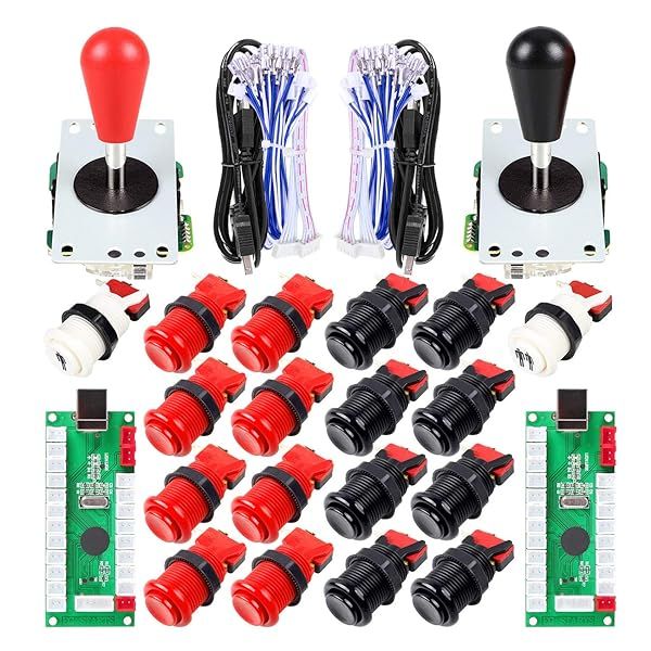 EG STARTS 2 Player Arcade Joystick Kit: USB Encoder, Joystick Handles & 18 Arcade Buttons for PC, MAME, Raspberry Pi