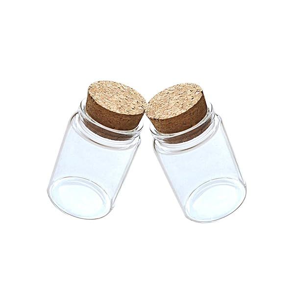 ELYSAID 2pcs Clear Glass Bottles with Cork Stopper - 80ml Storage Jars (47mm Diameter) for Crafts & Organizing